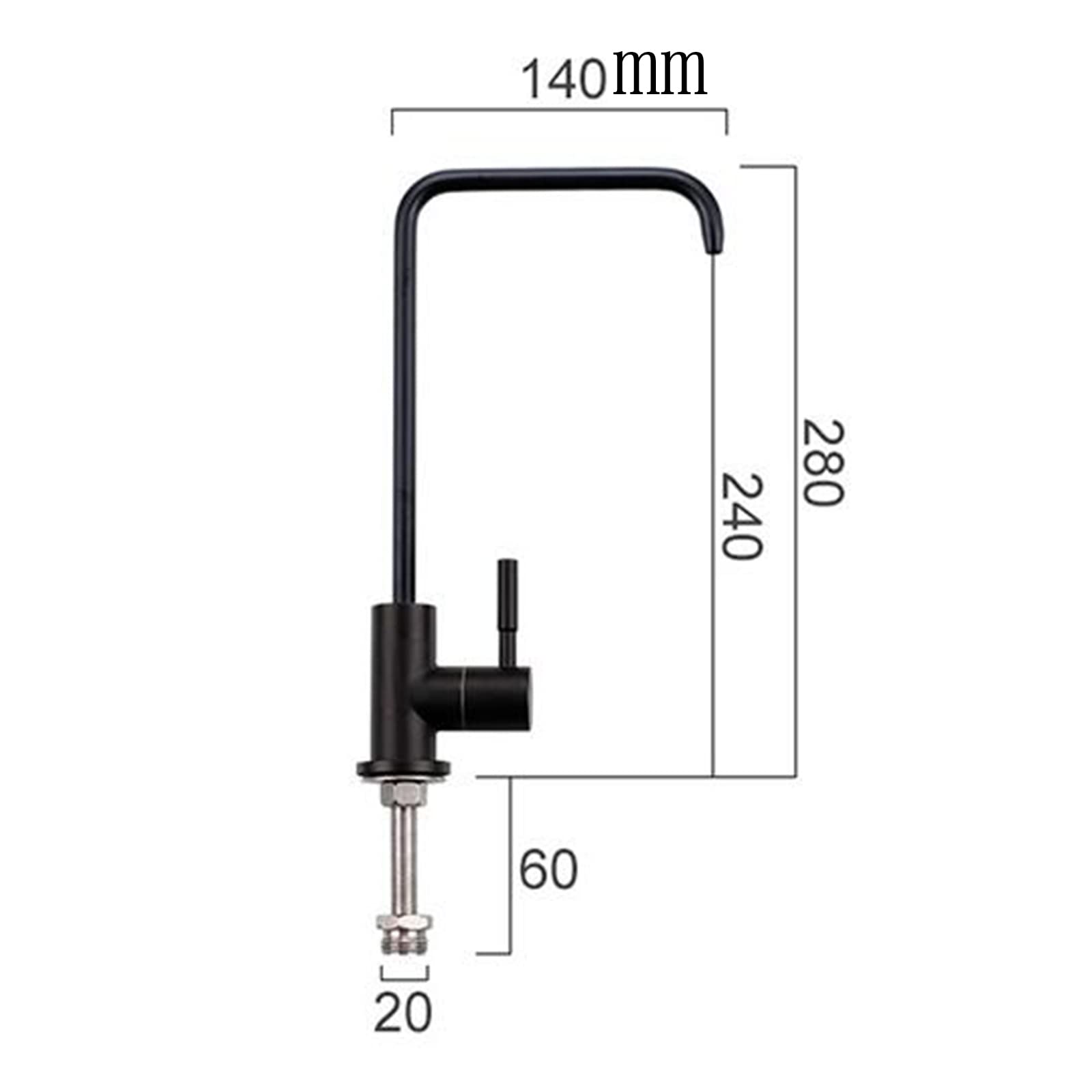 Grifo de Osmosis Inversa Acero Inoxidable Solo Agua Fría Grifo Agua Potable Cocina-Negro