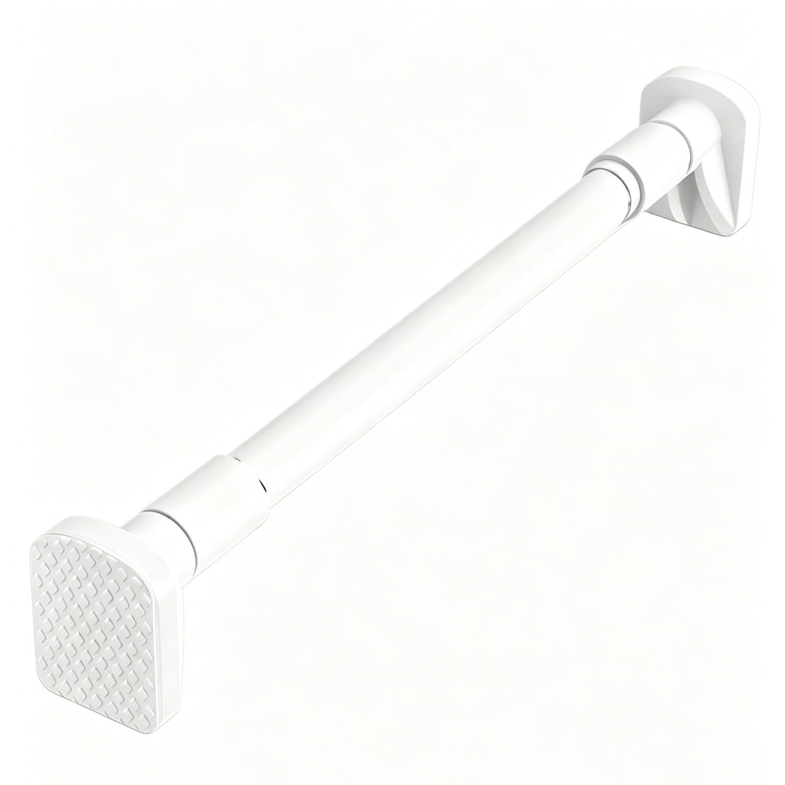 Shower Curtain Rod, 2.5 in Base Nonslip Adjustable Tension Curtain Rod, No Drill Detachable for Bathroom Kitchen Closet(White,90-160cm/35-63in)