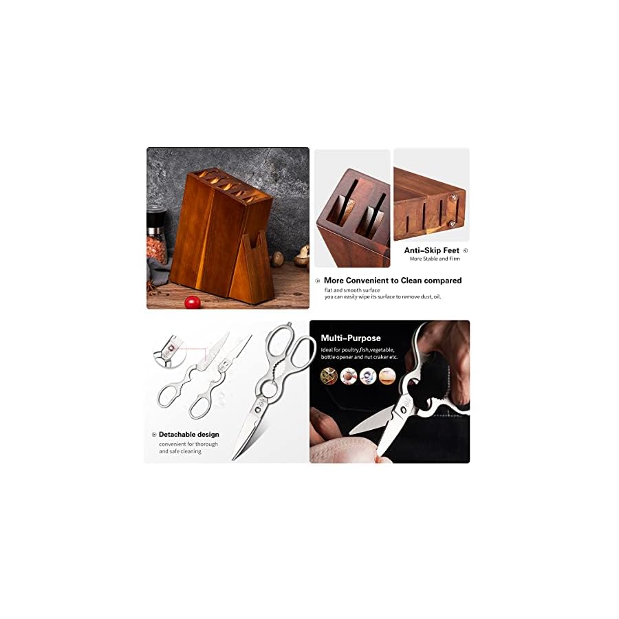 YARENH-Knife-Block-Set-8-Piece-Damascus-Chef-Knife-for-Kitchen-with-Sharpener-Stone-High-Carbon-Stainless-Steel-67-layersFull-Tang-Dalbergia-Wooden-Handle-Professional-Forged-Handmade YARENH 8-Piece Kitchen Knife Set with Block,Damascus Chef Knife, 67-Layer High Carbon Stainless Steel,Sharp Rust-Resistant Blades,Sandalwood Handle