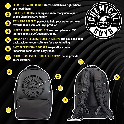 Chemical Guys ACC629 Legacy Stealth Multipurpose Backpack for Travel, Work, & Detailing with Laptop Sleeve3