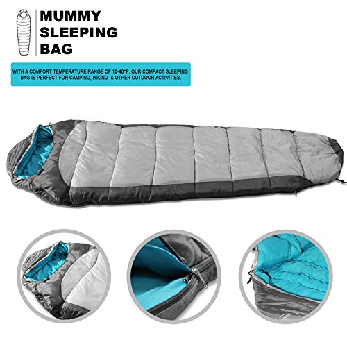 Sleeping Bag Mummy Style - 3 Season - Camping & Outdoors - Grey miniatura 6