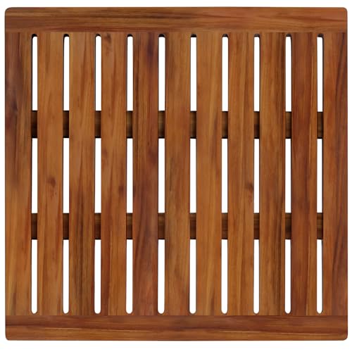Acacia Wood Shower Mat 21x21 Inches by Demigo, Luxury Bath Mat Non Slip for Bathroom Bathtub Shower Spa Garden Home, Wooden Floor Mat Square Large for Outdoor and Indoor