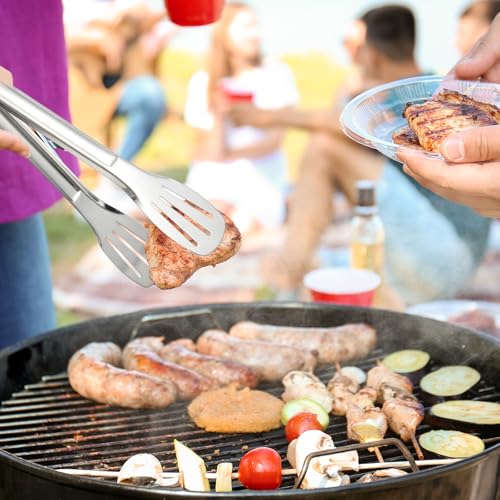 12 Pack Stainless Steel Buffet Cooking BBQ Salad Sweet Tongs Pasta Tongs for Home Kitchen Bar Party Utensils(7-Inch) - Image 6