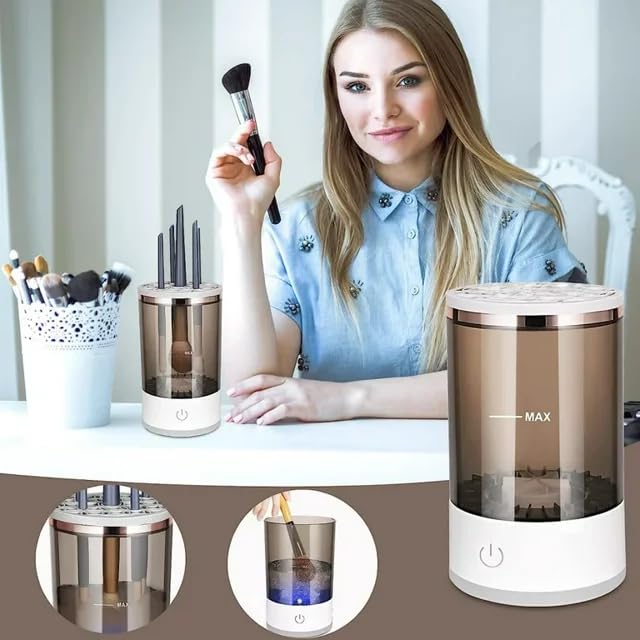 Beauty Swirl Cosmetic Brush Cleaner, Makeup Brush Cleaner, The Cozy Luna Brush Cleaner, Electric Makeup Brush Cleaner Machine for Deep Cleaning All Size Makeup Brus (1PC Black) - Image 2
