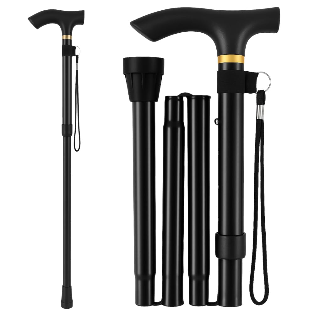 Walking Stick - Folding Walking Sticks for Women & Men, Lightweight Collapsible Walking Stick, Ideal for Arthritis, Heavy Duty, Adjustable Foldable Walking Sticks for Ladies & Travel Use
