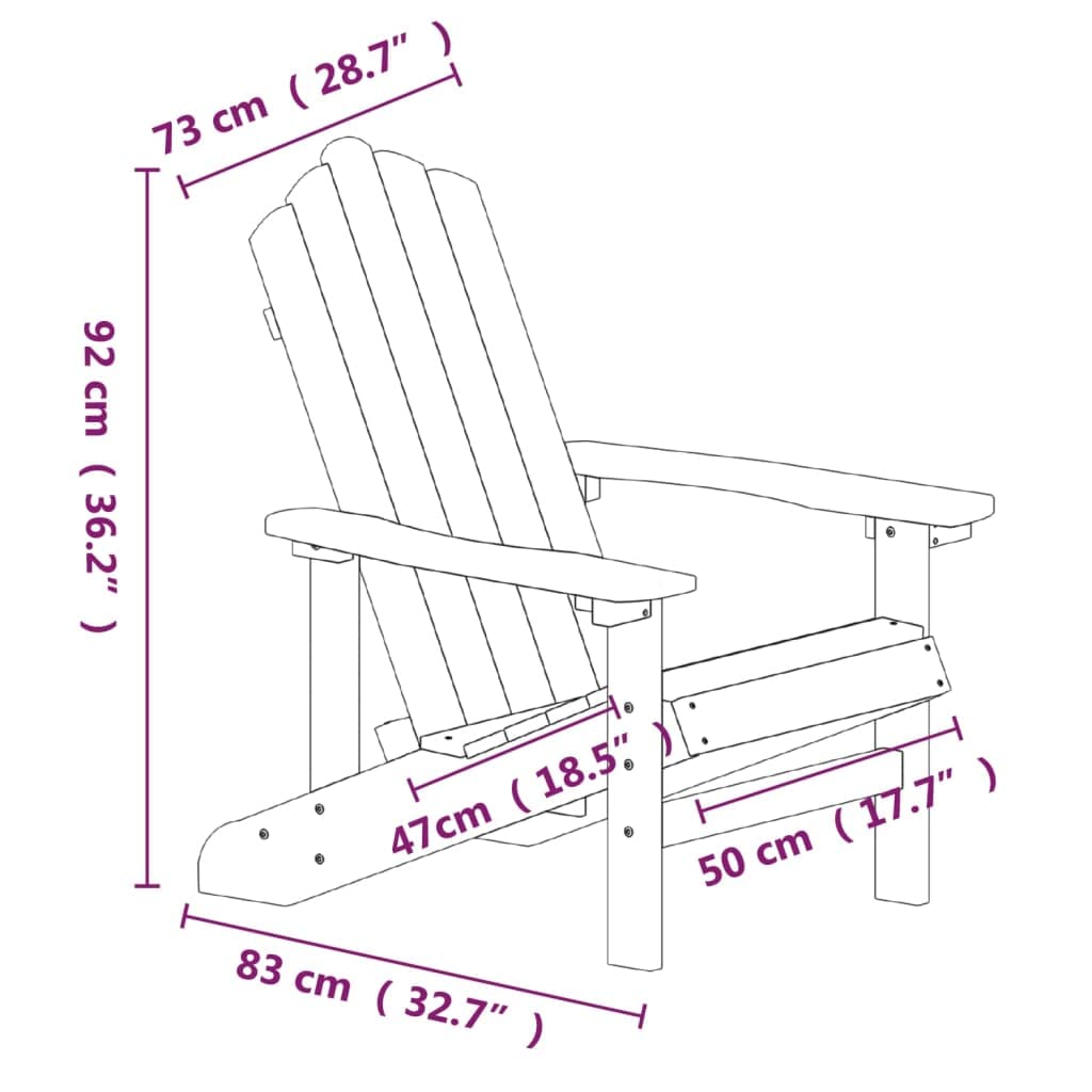 vidaXL 2X Sillas de Jardín Adirondack Asiento Butaca Sillón con Reposabrazos Patio Terraza Balcón Piscina Muebles Exterior HDPE Marrón