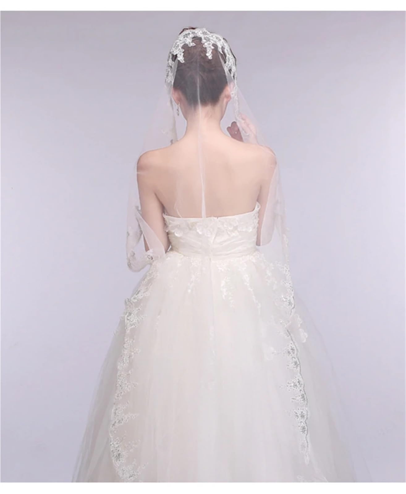 Generico Nuovo arrivo 1 strato paillettes pizzo bordo veli da sposa economici accessori da sposa Welon Matrimonio velo da sposa sexy