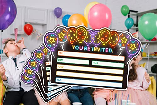 Birthday Party Invitation Cards For Teens, Colorful Balloon Party, Party Invitation For Girls Boys, Party Celebration For Kids, Party Supplies, Decorations, 20 Cards With 20 Envelopes – Yx038 #TOP4
