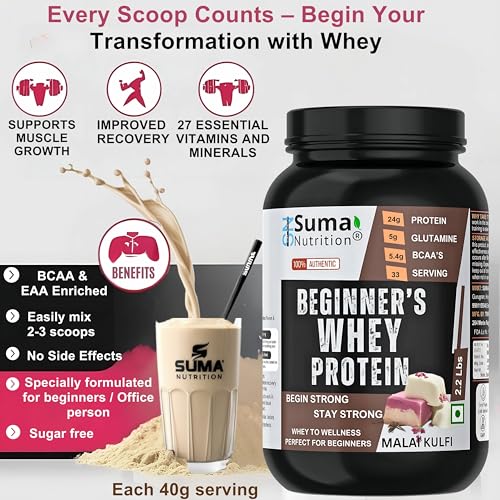 Image of Beginners Whey Protein Powder - 1Kg with Free Shaker | Sugar Free | Support Muscle Growth & Easy to Digest