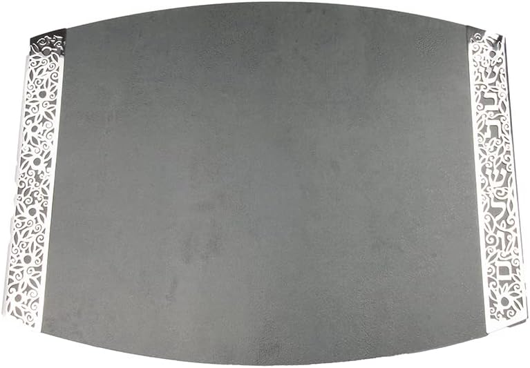 Yair Emanuel Ceramic Challah Bread Cutting Board for Shabbat and Yom Tov | Filigree Accent Decoration | Modern Judiaca Design (Gray CBR-2)