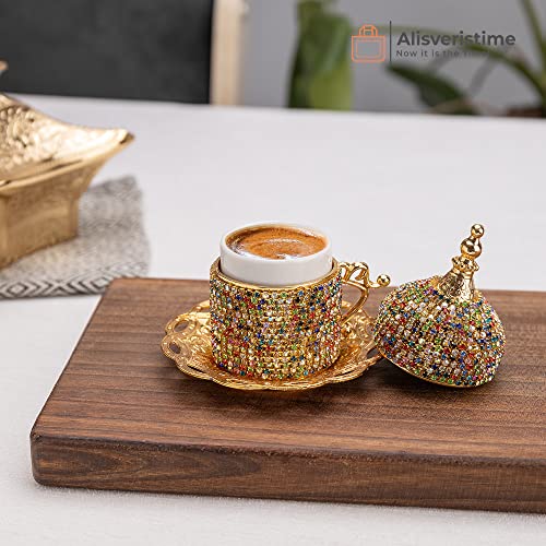 Alisveristime-Crystal-Embellished-Turkish-Coffee-Set--27-Pieces--Decorative-Zamac-Espresso-Cups-Saucers-and-Sugar-Bowl-with-Tray--Available-in-Three-Color-Variations-Multi