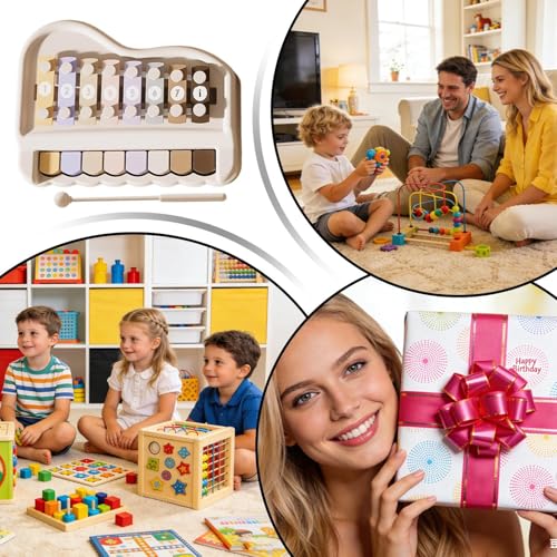 Piano juguete para niños portátil con 8 teclas de colores musicales para casa y exteriores 4