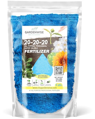 Image of Gardenwise 20-20-20 Water-Soluble Fertilizer - Powder for Liquid Plant Food for Indoor & Outdoor Plants, Orchids, Vegetables, Lawns, Flowers - 20 20 20 Fertilizer 5 Quarts (10 lbs)
