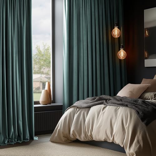 HPD Half Price Drapes Signature Velvet Thermal Blackout Curtains for Living Room 108 Inch Long (1 Panel) Rod Pocket Insulated Blackout Curtains for Bedroom Window Curtains, 50W x 108L, Skylark Blue