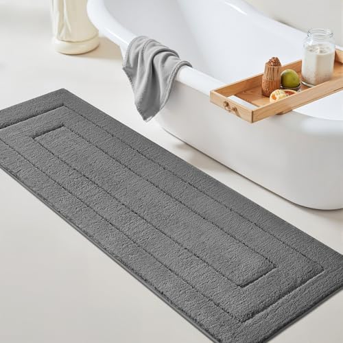 GRANNY SAYS Deep Gray Bathroom Rug Mat, Bath Mats for Bathroom Non-Slip, Super Soft and Water Absorbent, Extra Large Bath Rugs, Microfiber Long Bath Rugs for Floor, Tub and Shower,71