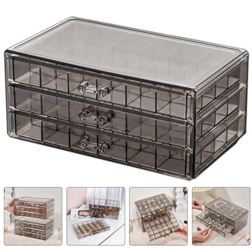 Boîte de rangement à bijoux pour boucles d'oreilles compacte en PS - 7