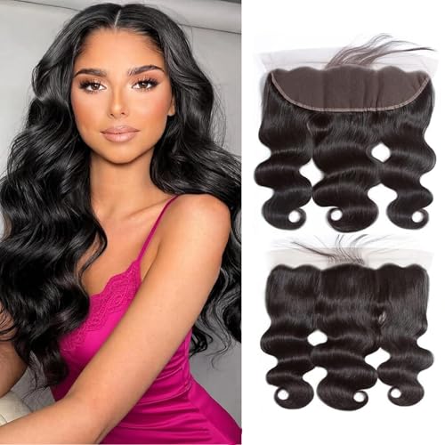 Body Wave Frontal 13x4 Lace Frontal Ear to Ear HD Lace Frontal Pre Plucked 16 Inch Brazilian Virgin Human Hair Free Part Hair Extensions for Black Women 150% Density Natural Color