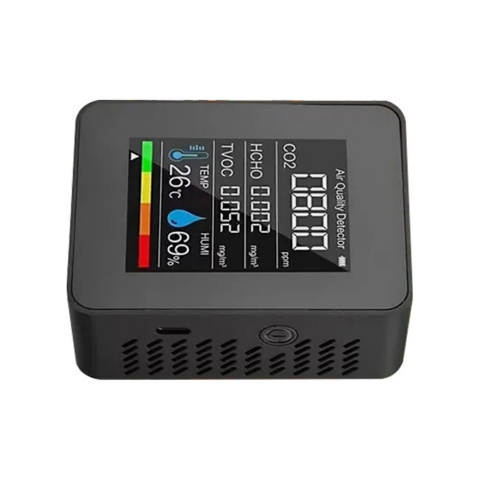 Advanced Indoor Air Analyzers with Alarm for CO2 Formaldehyde TVOC Temperature and Humidity Detection USB C Air Inspector