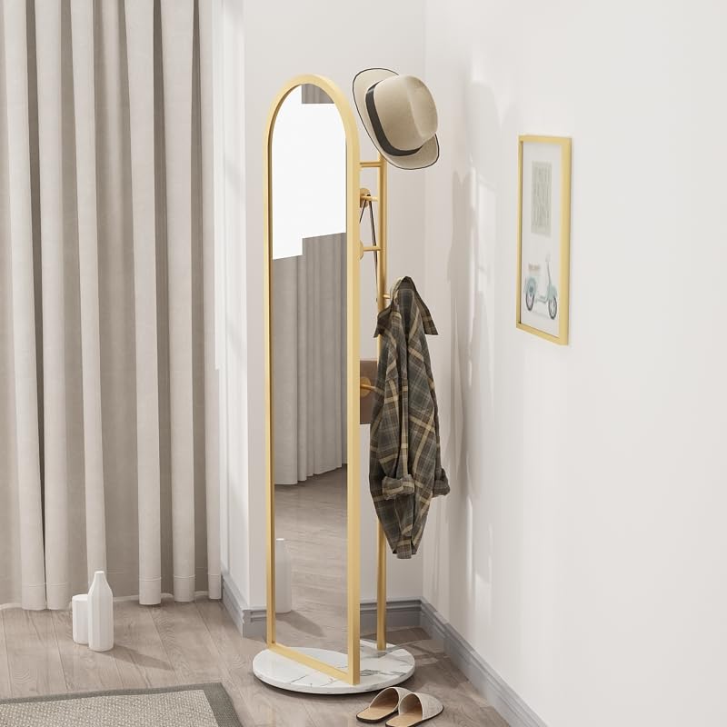 Miroir Pleine Longueur Fer marbre Rotatif Miroir portemanteau Maison Simple Moderne Dressing Rack Chambre Porte-vêtements sur Pied