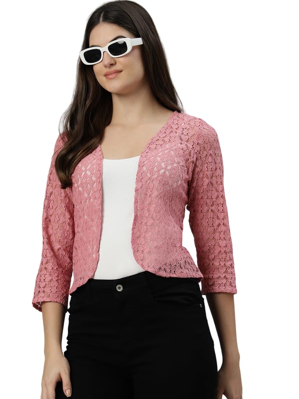 Women Cotton Graphical Lace Cover Up Shrug Cardigan-image-48