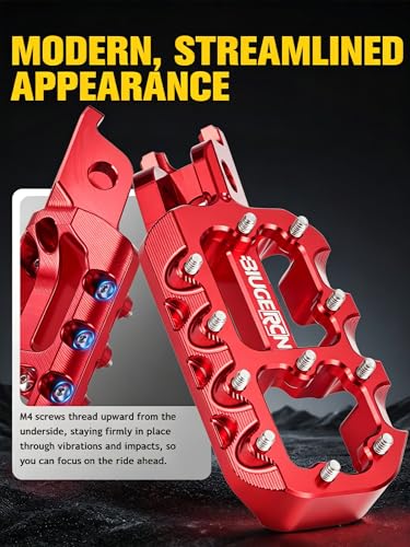 Image of JFG RACING Dirt Bike Foot Pegs,Forged 6063 Aluminum CNC Rest Pedal Footpegs for CR125 CR250 02-11 /CRF150R 07-24 /CRF250R 04-24 /CRF300L 21-24 /CRF450R 02-24 /CRF250X CRF450X CRF250RX CRF450RX-Red