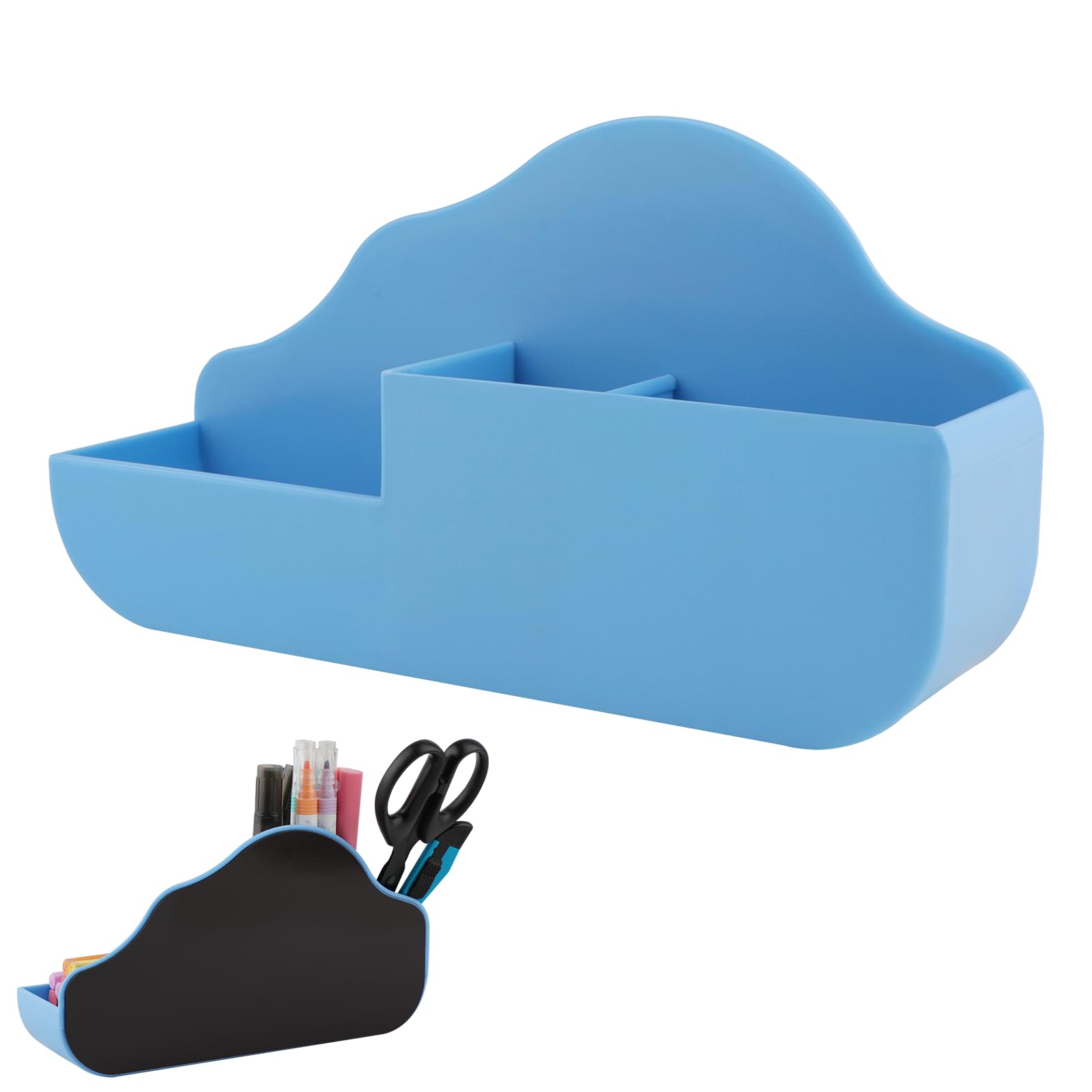 KITANIS Magnetic Pen Holder,3 Compartments Magnetic Dry Erase Marker Holder,Extra Strong Magnet Storage Marker Pen Pencil Organizer for Refrigerator,Whiteboard,Locker Accessories(Cloud Style)