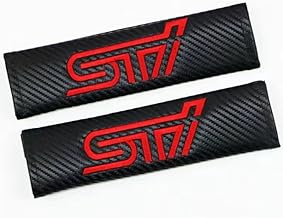 スバル STI シートベルトカバー シートベルトパッド シートベルトショルダー カーボン調 標識ロゴ付き 刺繍 入り クッション カバー 2個セット (STI)