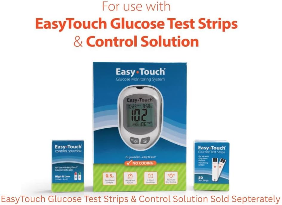 Miniatura 7 de EasyTouch Sistema de monitoreo de glucosa con 3.3 ft, 10 lancetas giratorias, 1 dispositivo de punción