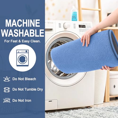 Image of OLANLY Thick Memory Foam Bath Mat Rug 30x20, Extra Soft Absorbent Bathroom Rug, Quick Dry Bath Mat, Non-Slip, Machine Washable Carpet for Floor, Tub and Shower, Home Decor Accessories, Cornflower Blue