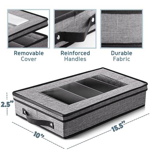 Image of Hearth & Harbor Flatware Organizer for Drawer, Silverware Storage Box, Grey