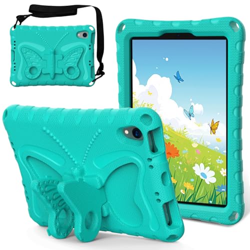 Coque iPad Mini 7 2024 verte avec support et sangle pour les trajets en famille