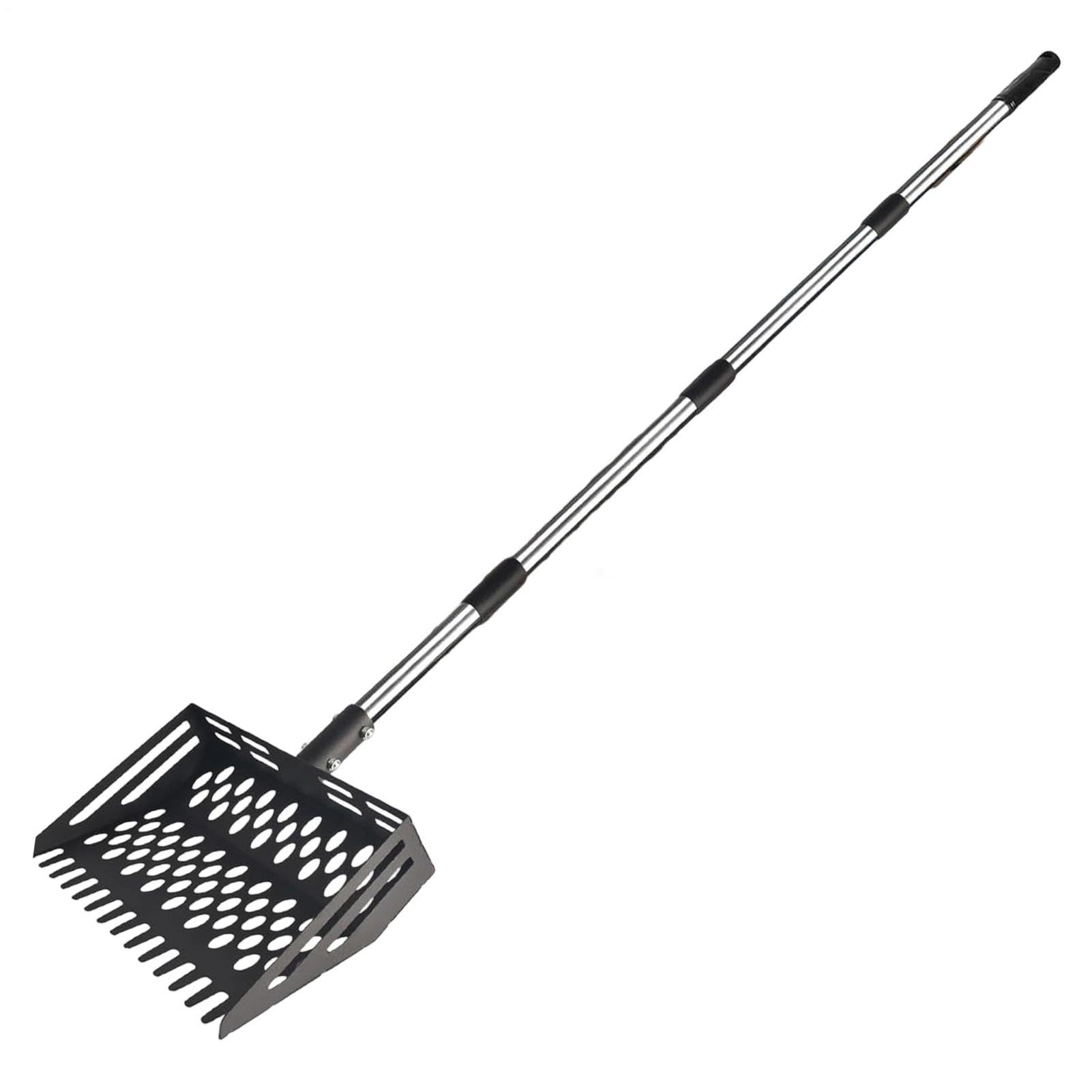 Pala per letame per pollaio, pala di pulizia, manico regolabile in metallo, strumento per setaccio a sabbia da 91 a 165 cm per pollame, capre, conigli, bancarelle da giardino, terrazza accessori per