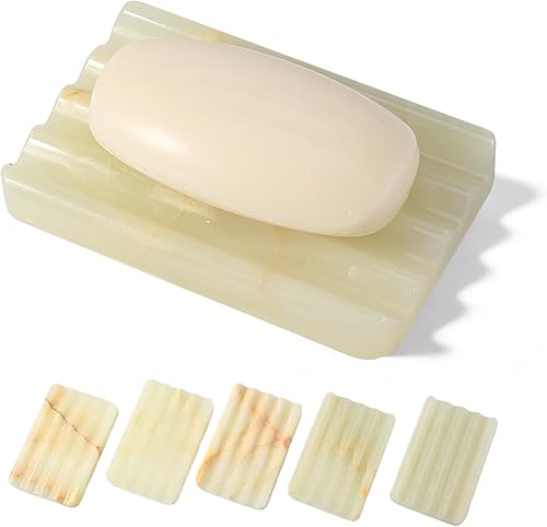 Miniatura 9 de Koville Jabonera de Mármol Natural para Ducha, Bandeja de Jabón de Piedra para Baño, Soporte de Jabón para Lavabo, Bandeja de Jabón de Piedra con