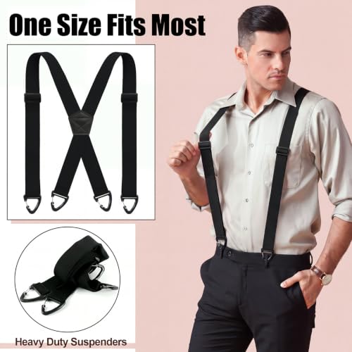 Image of Janmercy 2 Pcs X Back Hidden Suspenders for Men