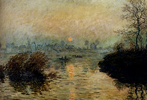 Soleil couchant sur la Seine poster Monet pour salon chaleureux 60x90cm