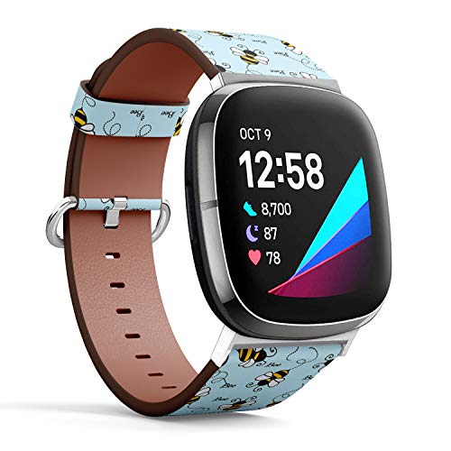 Correa de cuero para Fitbit Versa y Sense miniatura 2