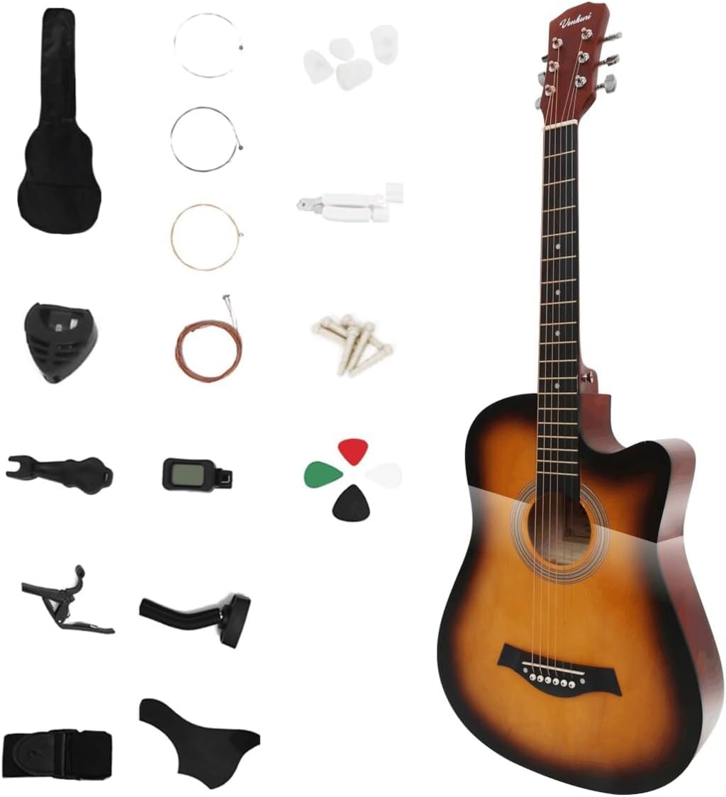 アコースティックギター 17点セット 初心者入門セット 練習ギター ソフトケース付き アコギ guitar 艶サンセットレッド