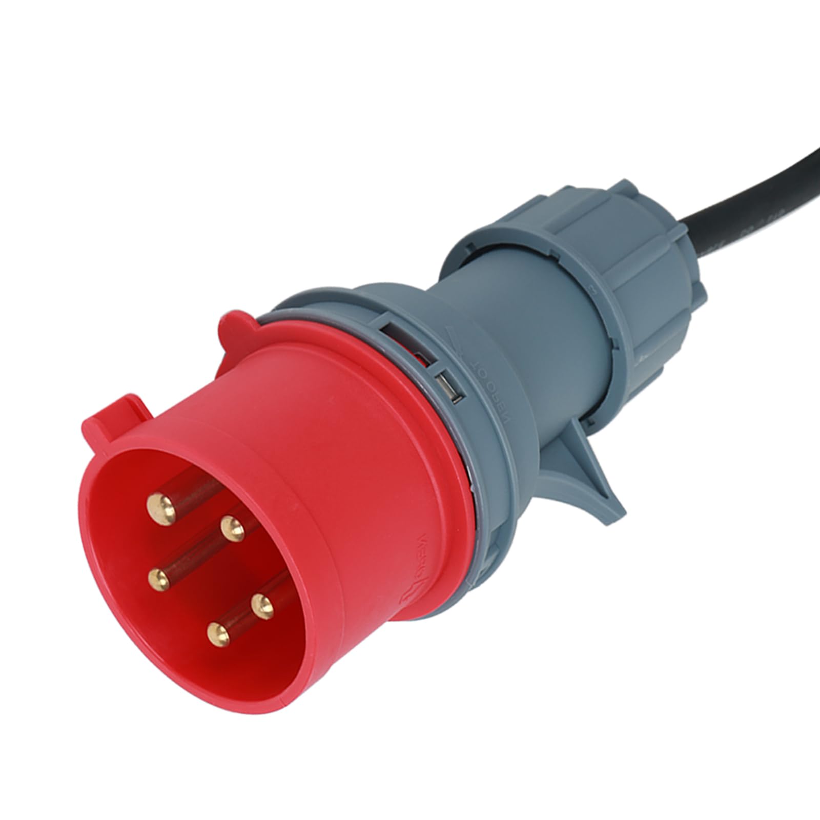 MENAYODA Adattatore CEE ad alta corrente 16 A, 400 V, spina su 3 x 230 V, cavo in gomma 5 x 2,5 mm, IP44