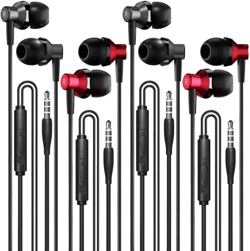 CKLYYL Auriculares de 4 Piezas con Micrófono y Control de Volumen Auriculares Metálicos Compatibles con Dispositivos con Conector de 3,5 mm Cover
