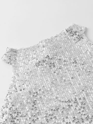 Womens Sparkly Sequin Tops Mock Neck Blouse Sleeveless Shiny Tank Top Sleeveless Glitter Outfits Party Shirt 20253