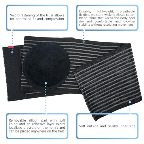 Image of ORTONYX Umbilical Hernia Belt for Men and Women / 6.25 inch Abdominal Binder With Hernia Support Pad /Post-Surgical Belly Band - Black OX5241-L /XL (Pack of 2)
