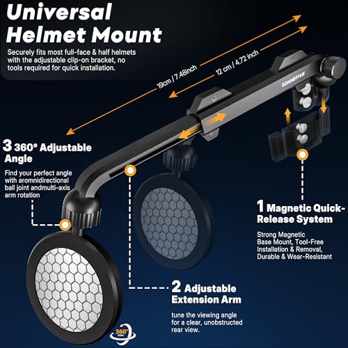 Bike Helmet Mirror with Magnetic Quick Release