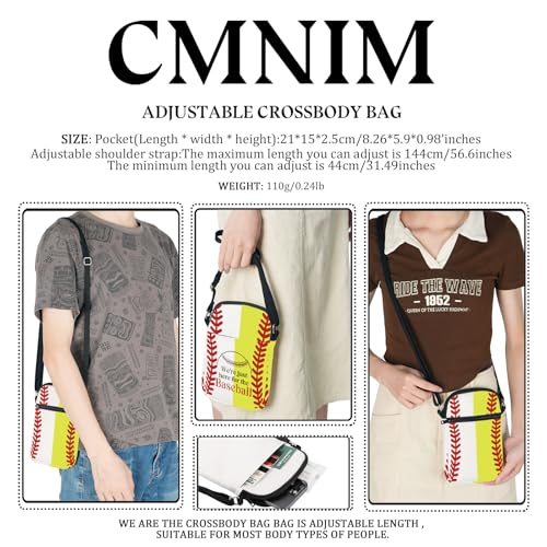CMNIM Baseball Gifts We’re Just Here for The Baseball Crossbody Purse Bag Baseball Ball Character Shoulder Bag with Strap2
