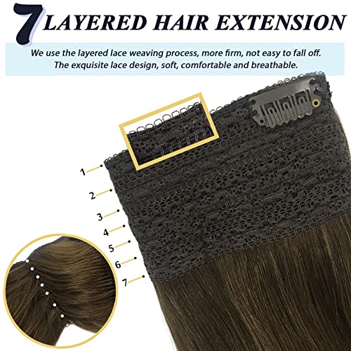 Goo Goo Remy Human Hair Balayage Walnut Brown To Ash Brown And Bleach Blonde 95G 16 Inch Wire Hair Extensions Natural Hairpiece With Secrect Fish Line #TOP7