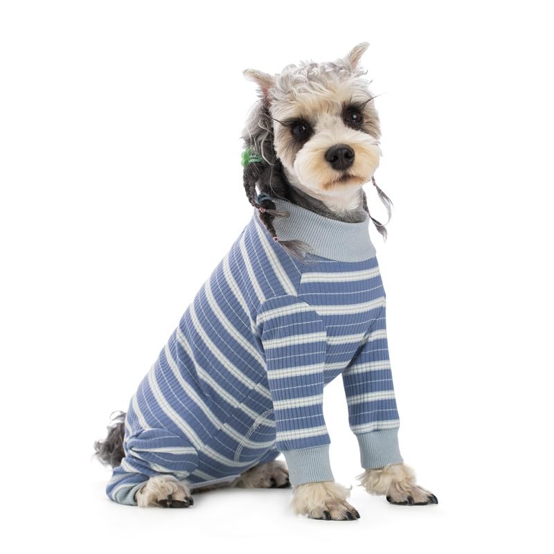 Image of Dog Surgery Recovery Suit for Small Dogs, 4-Legged Dog Onesie After Surgery with Back Snaps, Breathable Cotton Spay and Neuter Bodysuit for Female and Male Dogs