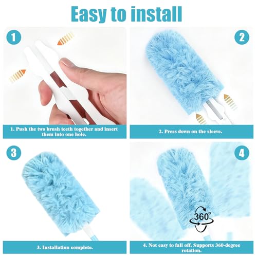Homshsjhkis 32 Pezzi Panni Cattura Polvere, Ricariche Compatibile Con Swiffer Duster, Panni Catturapolvere, 360° Per Duster Piumini Ricariche, Spolverini Usa E Getta Cattura Intrappola Polvere, Sporco - 3