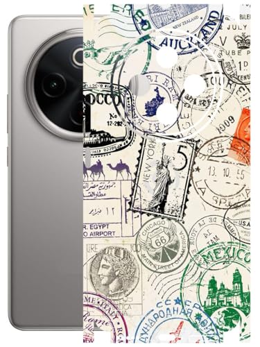 Image of AtOdds - Full Body Back Screen Guard Protector Film - Lamination Wrap Skin Sticker Compatible with VIVO T4 (5G) | Scratchproof Matte Finish (Stamps)