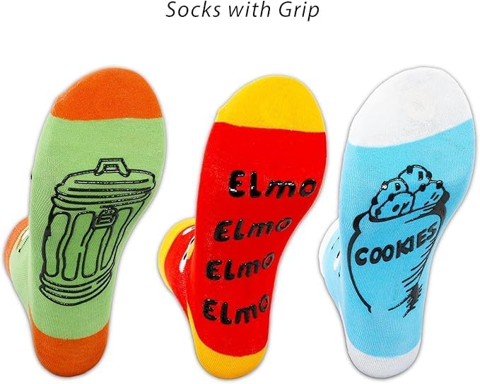 Sesame Street Socks for Women - Bundle with 3 Pairs of Non-Slip and 3 Pairs of Ankle Socks Featuring Elmo, Cookie Monster, More Plus Stickers | Sesame Street Apparel Set for Teens, Girls - Image 3