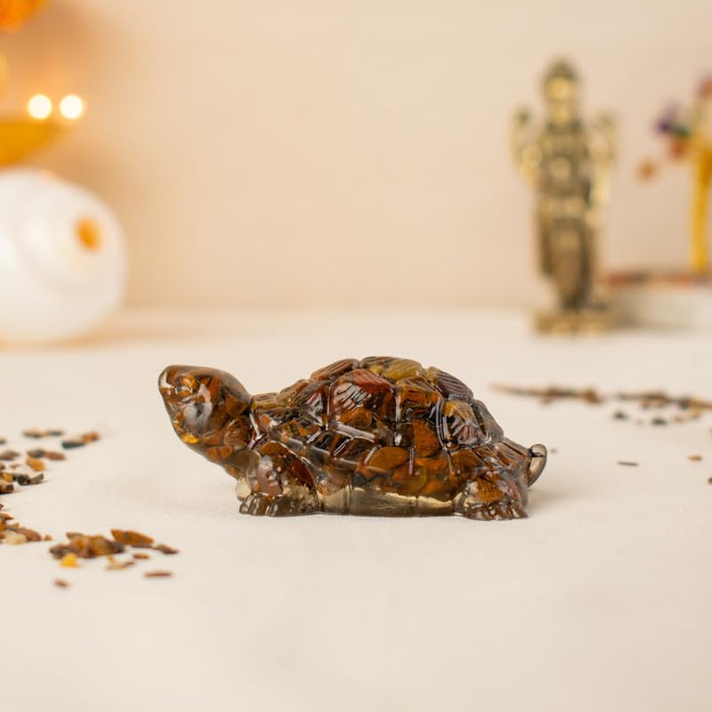 Image of Astrotalk Tiger Eye Tortoise (Kachhua) 2.7x1 Inch | Turtle for Confidence, Protection & Stability | Tortoise for Good Luck for Home | Vastu Items for Housewarming Gift | Home Decor for Living Room
