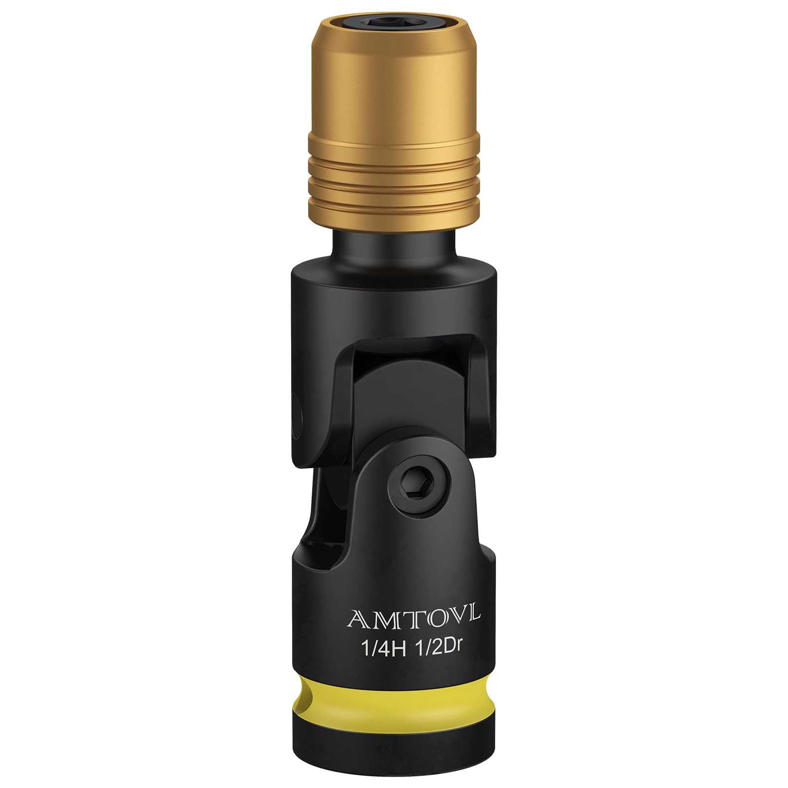AMTOVL Impact to 1/4" Hex Adapter - 1/2" Drive Female to 1/4" Allen Quick-Change Chuck, Universal Joint for Easy Access in Tight Spaces